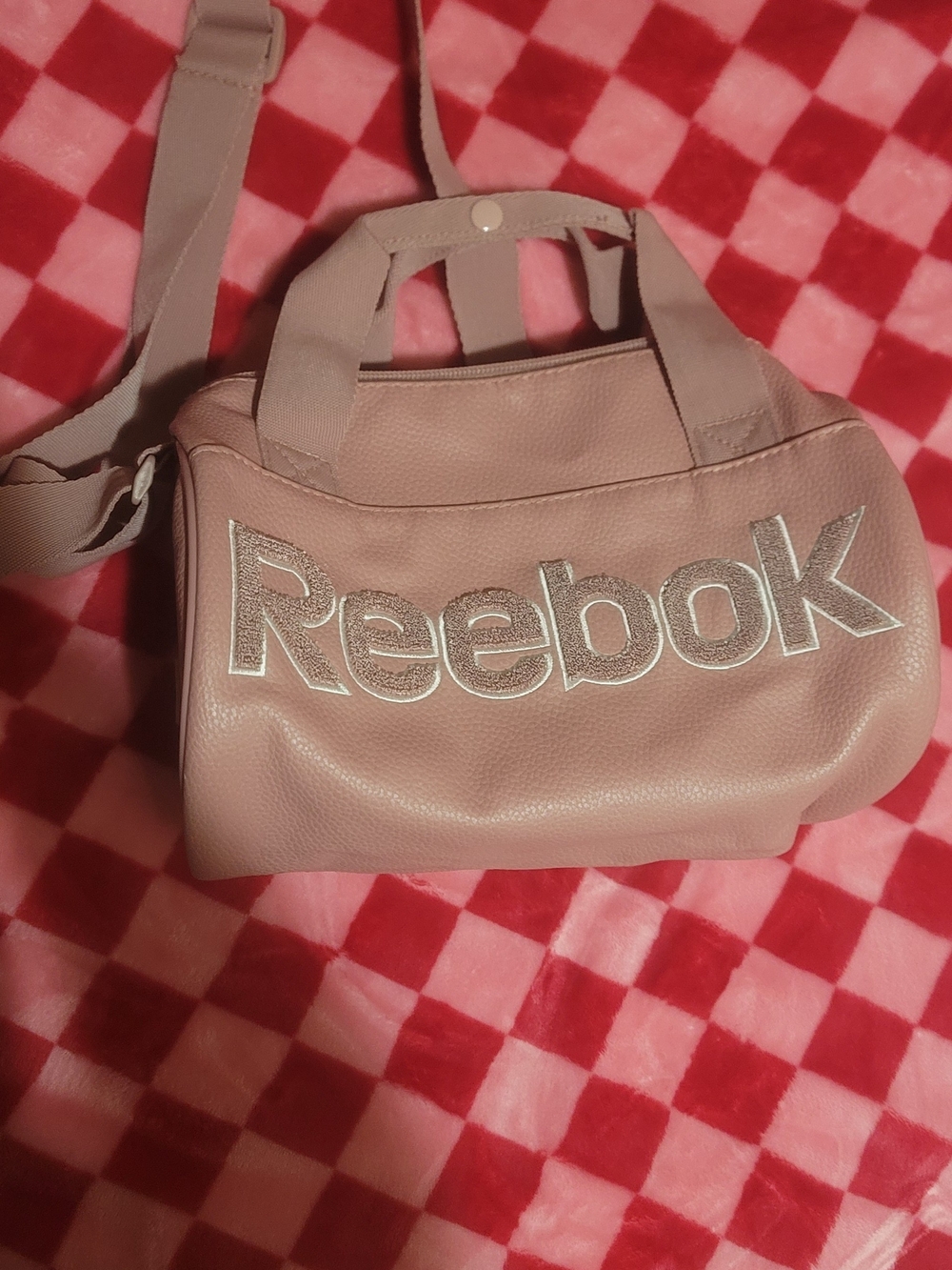 Reebok Pink Leatherette Crossbody Bag with Silver Logo